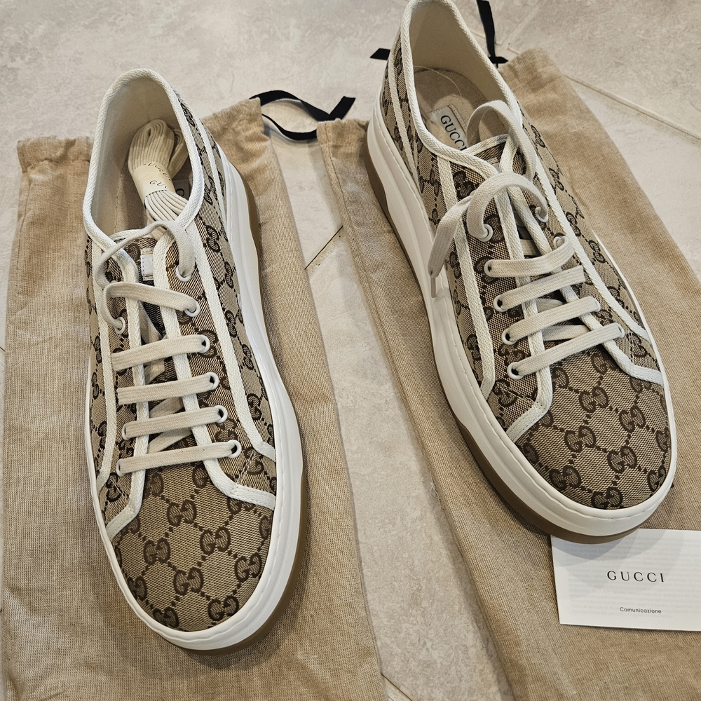 Gucci Men's Beige Monogram Sneakers